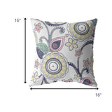 16â White Yellow Floral Suede Throw Pillow