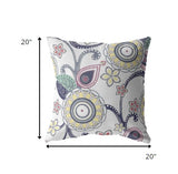 20â White Yellow Floral Suede Throw Pillow
