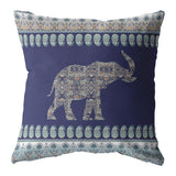 16? Navy Ornate Elephant Suede Throw Pillow