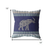 18? Navy Ornate Elephant Suede Throw Pillow