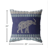 18? Navy Ornate Elephant Suede Throw Pillow