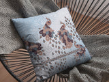 16? Blue Brown Boho Bird Suede Throw Pillow