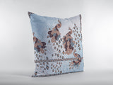 16? Blue Brown Boho Bird Suede Throw Pillow