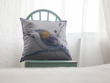 16? Blue White Robin Suede Throw Pillow