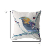 16? Blue White Robin Suede Throw Pillow