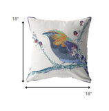 18? Blue White Robin Suede Throw Pillow