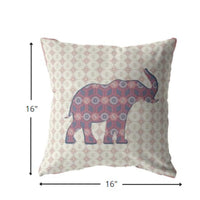 16" Magenta Elephant Decorative Suede Throw Pillow