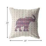 20" Magenta Elephant Decorative Suede Throw Pillow