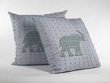 20" Blue Elephant Decorative Suede Throw Pillow