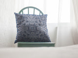 16? Light Blue Boho Ornate Suede Throw Pillow