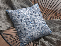 16? Light Blue Boho Ornate Suede Throw Pillow