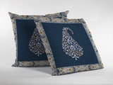 18â Orange Navy Paisley Suede Decorative Throw Pillow