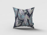 18? Blue Purple Tropical Leaf Suede Throw Pillow