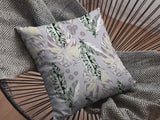 16? Blue Purple Tropical Leaf Suede Throw Pillow