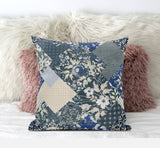 16" Gray Cream Floral Zippered Suede Throw Pillow