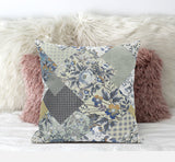 20" Sage Cream Floral Zippered Suede Throw Pillow