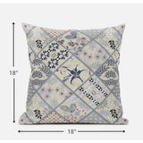 18? Cream Gray Patch Suede Zippered Throw Pillow