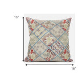 16? Cream Red Patch Suede Zippered Throw Pillow