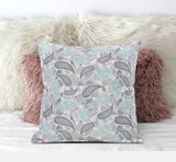 18? Gray Turquoise Boho Paisley Zippered Suede Throw Pillow