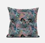 16? Aqua Red Tropical Zippered Suede Throw Pillow