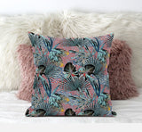 16? Aqua Red Tropical Zippered Suede Throw Pillow