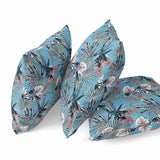 18? Black Blue Tropical Zippered Suede Throw Pillow