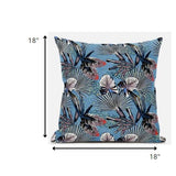 18? Black Blue Tropical Zippered Suede Throw Pillow