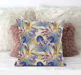16? Blue Cream Tropical Zippered Suede Throw Pillow