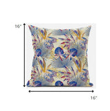 16? Blue Cream Tropical Zippered Suede Throw Pillow