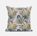 16? Blue Gold Tropical Zippered Suede Throw Pillow