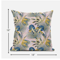 18? Blue Gold Tropical Zippered Suede Throw Pillow
