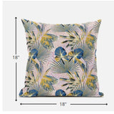 18? Blue Gold Tropical Zippered Suede Throw Pillow