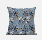 18? Gray Blue Tropical Zippered Suede Throw Pillow