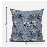 18? Gray Blue Tropical Zippered Suede Throw Pillow