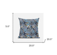 18? Gray Blue Tropical Zippered Suede Throw Pillow