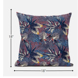 18? Indigo Red Tropical Zippered Suede Throw Pillow