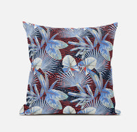 18? Blue Red Tropical Zippered Suede Throw Pillow