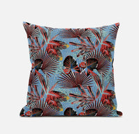 16? Coral Blue Tropical Zippered Suede Throw Pillow