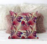 16? Pink Yellow Tropical Zippered Suede Throw Pillow