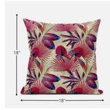 18? Pink Yellow Tropical Zippered Suede Throw Pillow