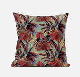 18? Red Yellow Tropical Zippered Suede Throw Pillow