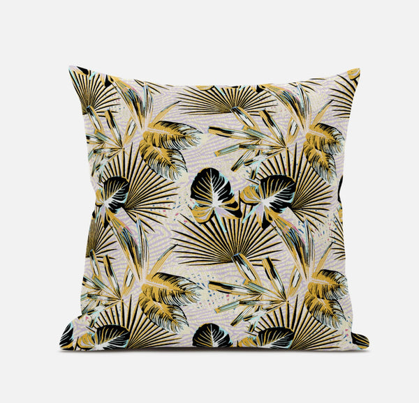 18? Yellow Black Tropical Zippered Suede Throw Pillow