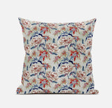 18" Red Indigo Roses Zippered Suede Throw Pillow