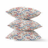 18" Red Indigo Roses Zippered Suede Throw Pillow