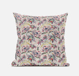 16" Pink Yellow Roses Zippered Suede Throw Pillow