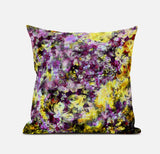 16" Purple Yellow Springtime Zippered Suede Throw Pillow