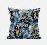 18" Blue Yellow Springtime Zippered Suede Throw Pillow