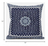 18? Indigo Blue Holy Floral Zippered Suede Throw Pillow