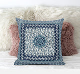 20? Blue White Holy Floral Zippered Suede Throw Pillow