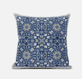 16? Blue Gray Paisley Zippered Suede Throw Pillow